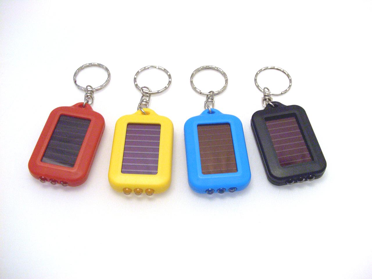 multiple colors of solar led keychain flashlights